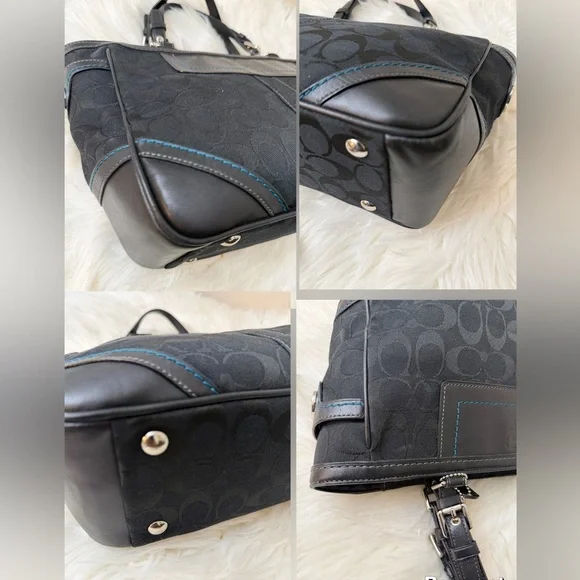 Coach Jacquard Black Leather Shoulder Bag
# 8k49 - Picture 7 of 9